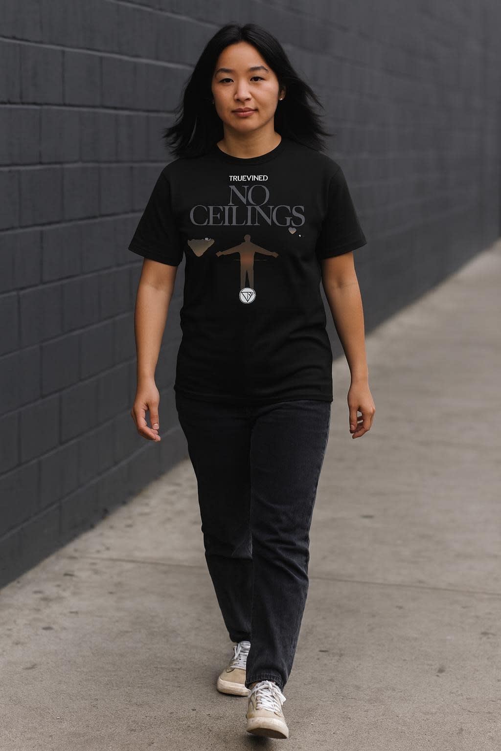 No Ceilings worn on the classic tee, full view