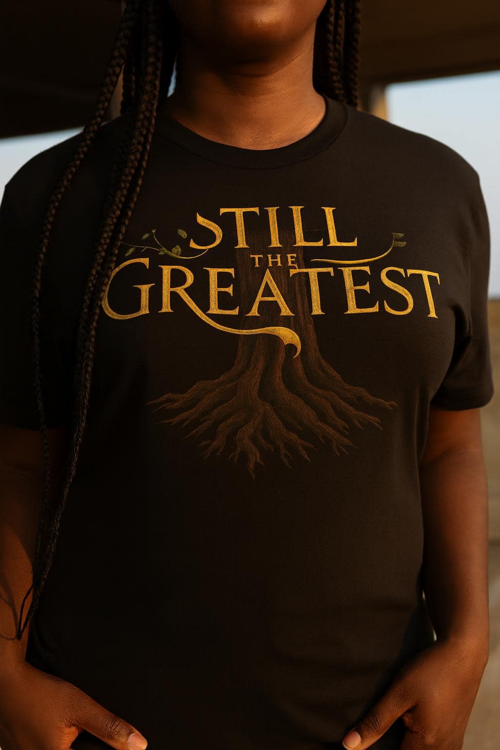 STILL THE GREATEST worn on the classic tee, detail view