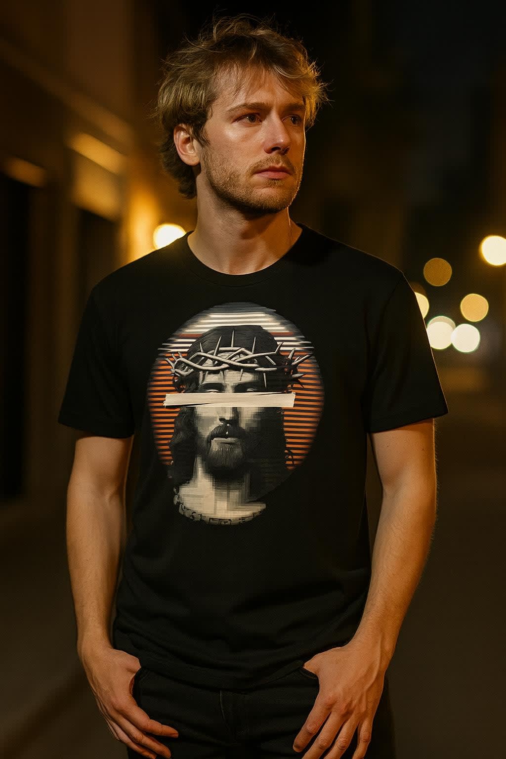 Lofi King worn on the classic tee, front view
