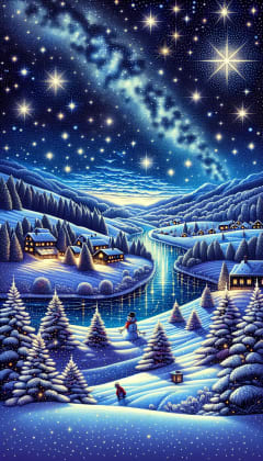 Starry Winter Sky 1, starry night, winter, holiday, christmas, wallpaper, celestial, stars, dark sky