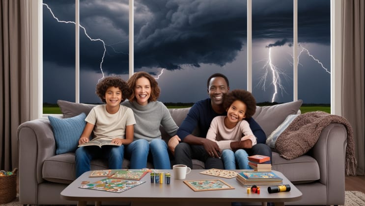 Cozy rainy day setting