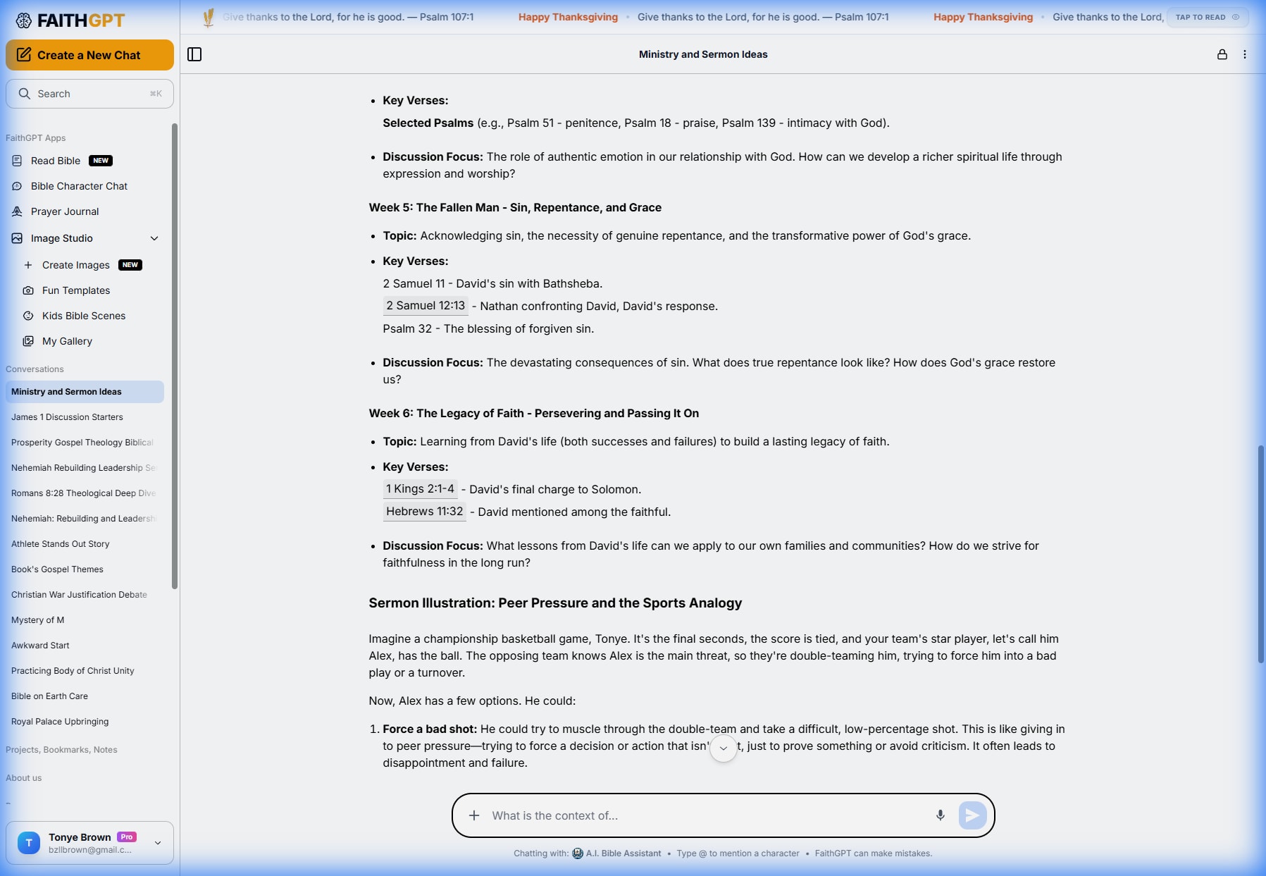 Youth pastor preparing sermon late at night