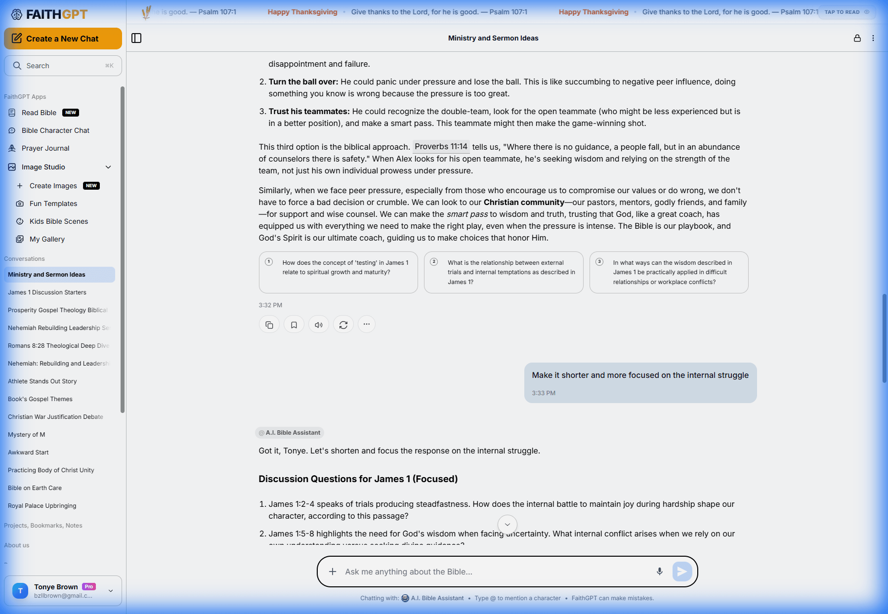 Refining the sermon illustration with FaithGPT