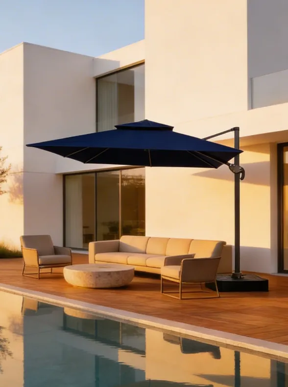 Ombrelone Refugia Guarda Sol Java Alumínio 3,0 x 3,0 C/ Base 130L - Azul