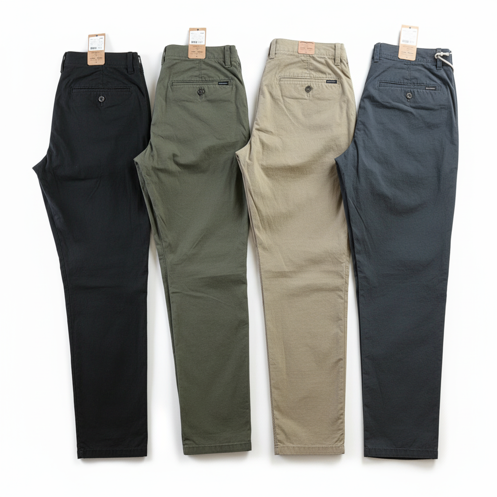 Calça Reta Masculina em Sarja - Kit 4 Unidades
