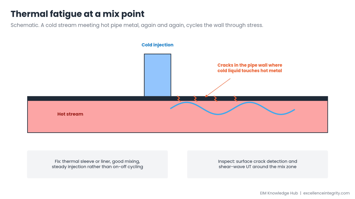 Schematic mix point. Cold liquid hitting hot metal is the classic set-up.