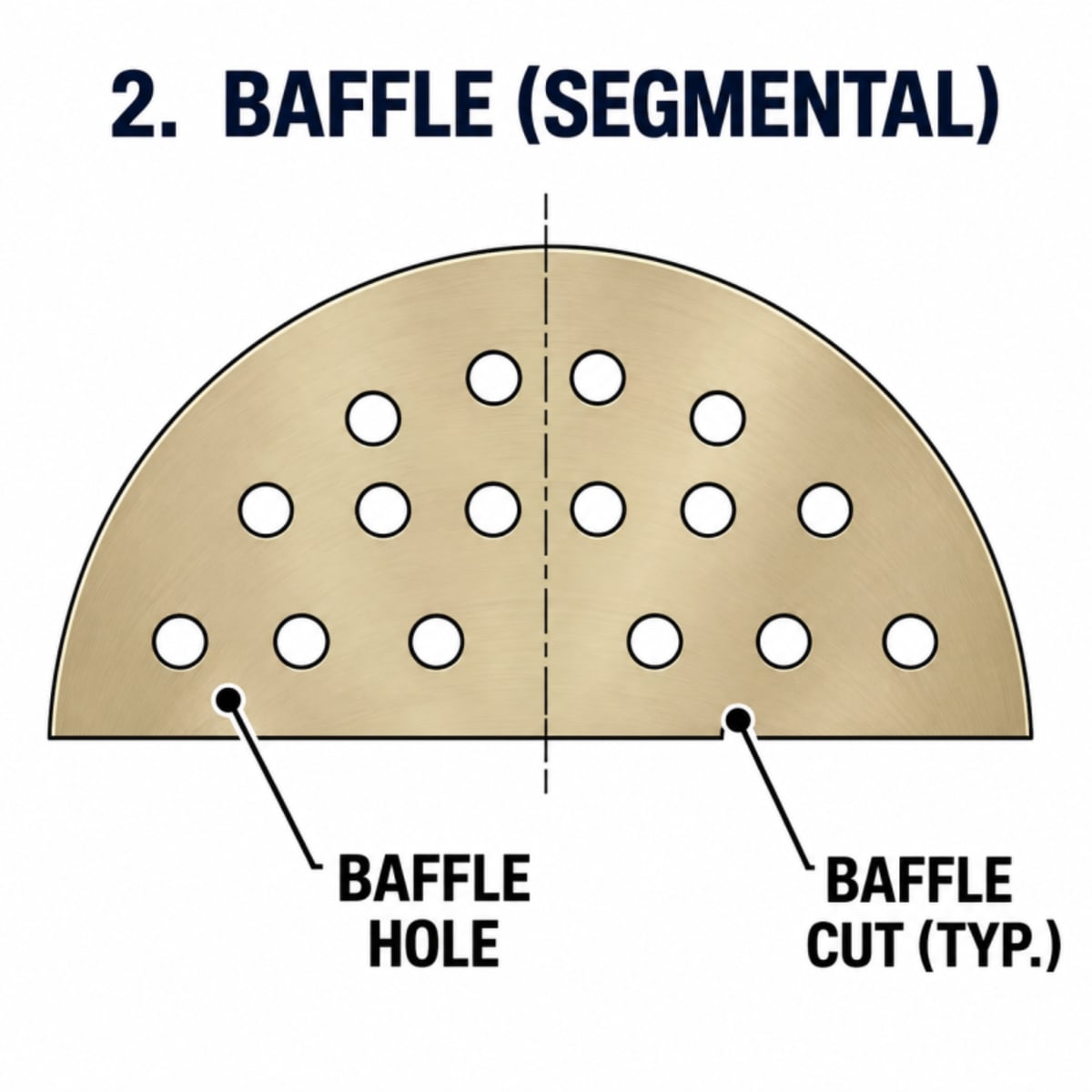 Segmental baffle showing tube holes and baffle cut