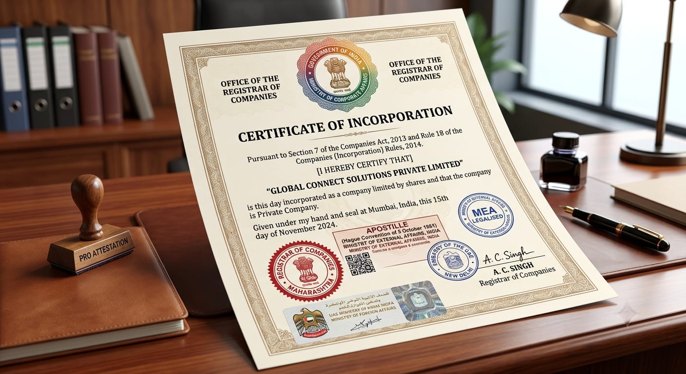 Certificate of Incorporation Apostille & Attestation Legalization - Pro Attestation