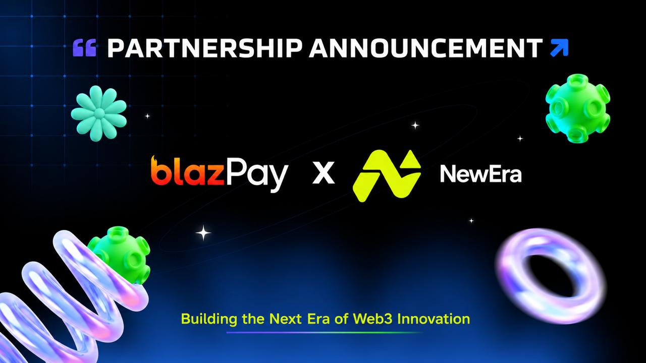 Blazpay and NewEra AI partnership announcement highlighting AI-generated content ownership, blockchain-based provenance, creator monetization, and decentralized digital asset innovation.