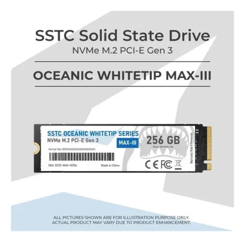SSD M2 NVME SSTC OCEANIC WHITETIP MAX-III 256GB GEN 3 3200MB/S