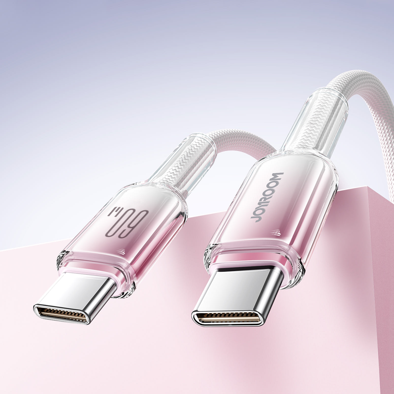 S-A42 Crystal-Clear Type-C–Type-C 60W дата кабель 1.2м - Цагаан — зураг 2