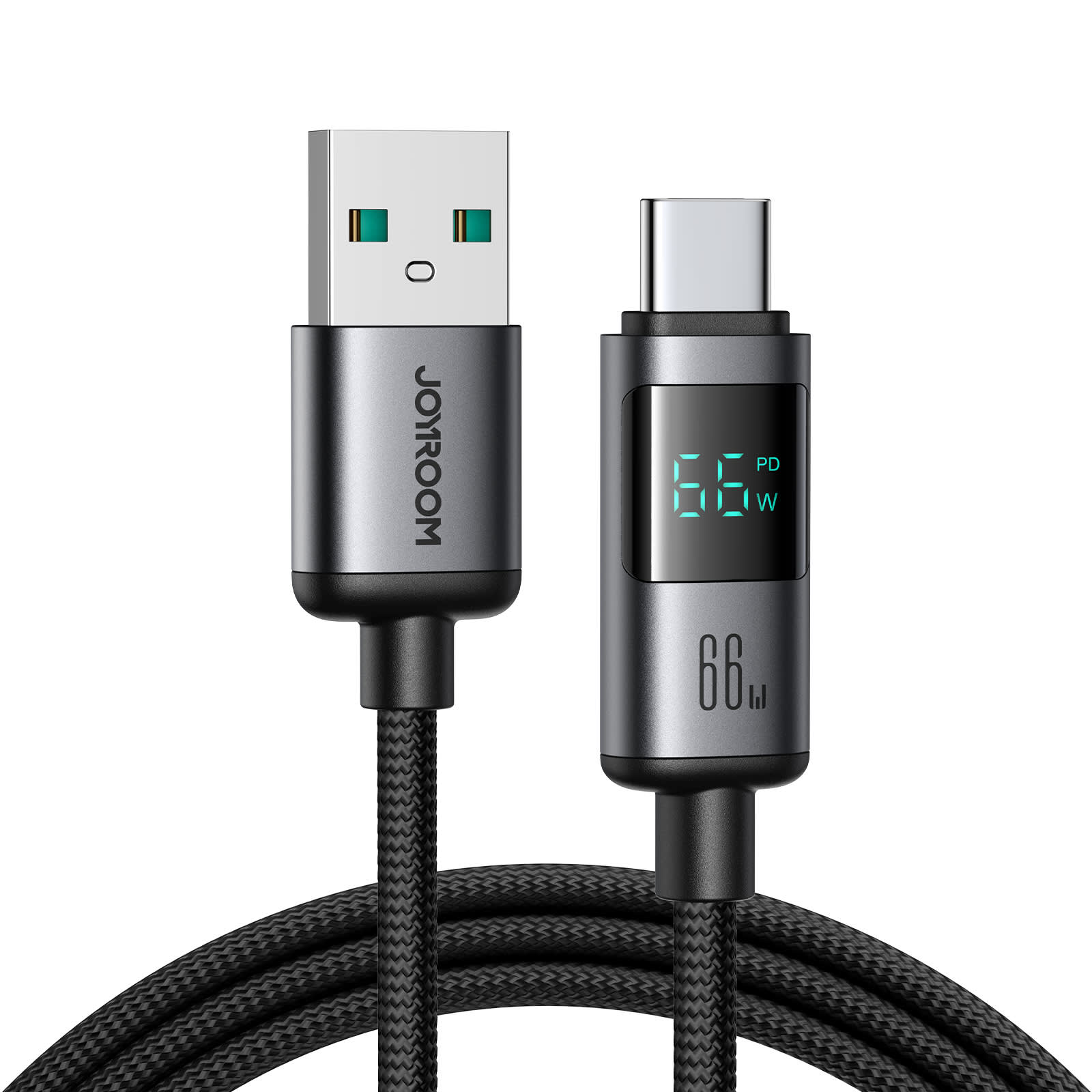 S-A16 Pro Prism дэлгэцтэй USB-A–Type-C 66W дата кабель 2м - Хар