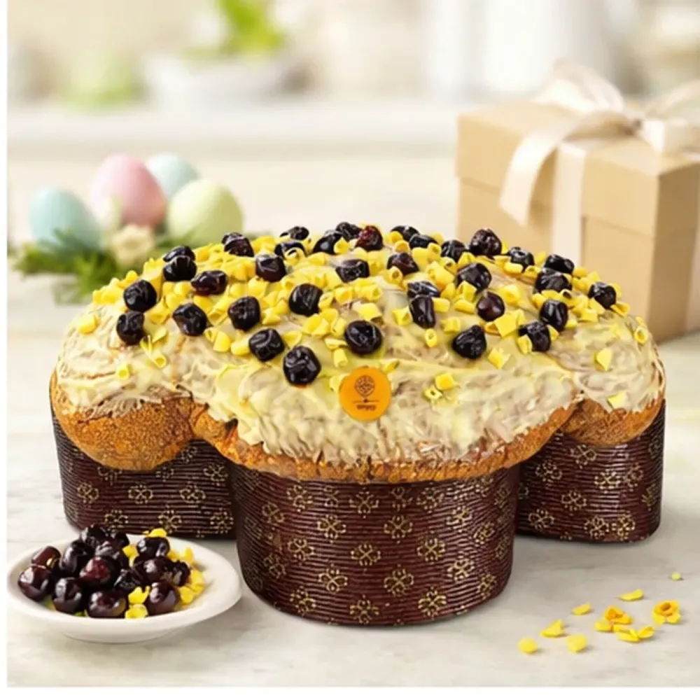 Colomba artigianale DI PRISCO Amarena stregata, farcita con amarene candite e crema pasticcera