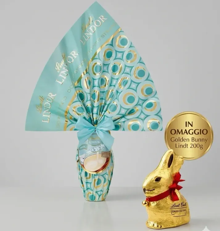 Uovo Lindt Lindor Cocco + OMAGGIO Gold Bunny 200g
