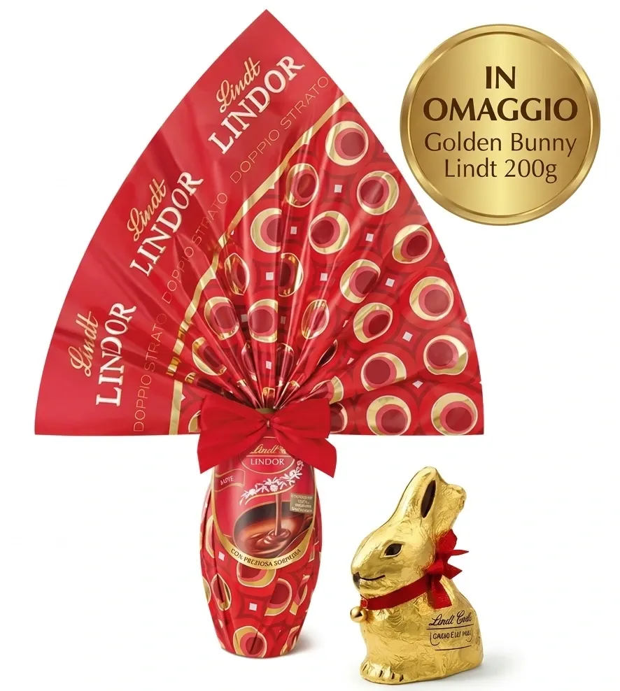 Uovo Lindt Lindor Latte + OMAGGIO Golden Bunny 200g