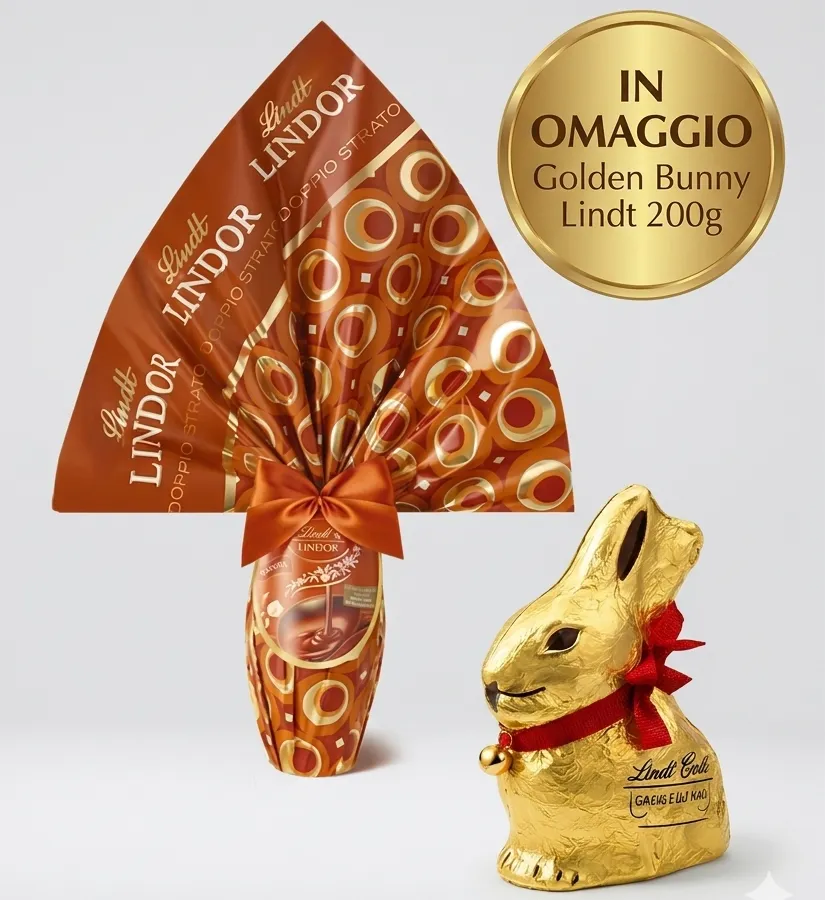 Uovo Lindt Lindor Nocciola+ OMAGGIO Gold Bunny 200g