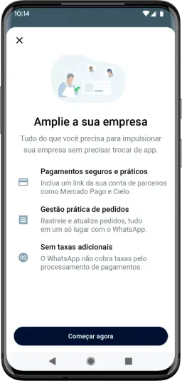 Celular com o Whatapp Business aberto para ampliar a sua empresa.