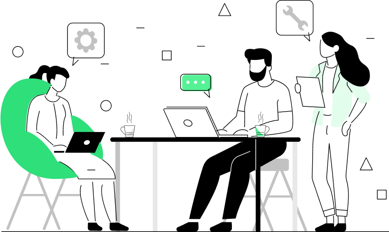 Imagem ilustrativa de uma equipe engenhosa pensando em soluções