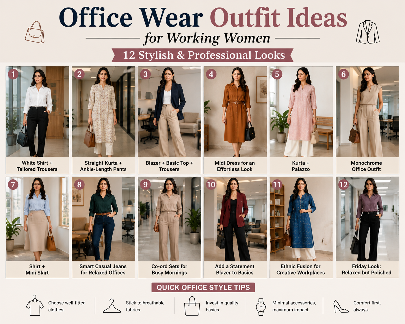 Office Wear Outfit Ideas for Working Women: 12 Stylish & Professional Looks