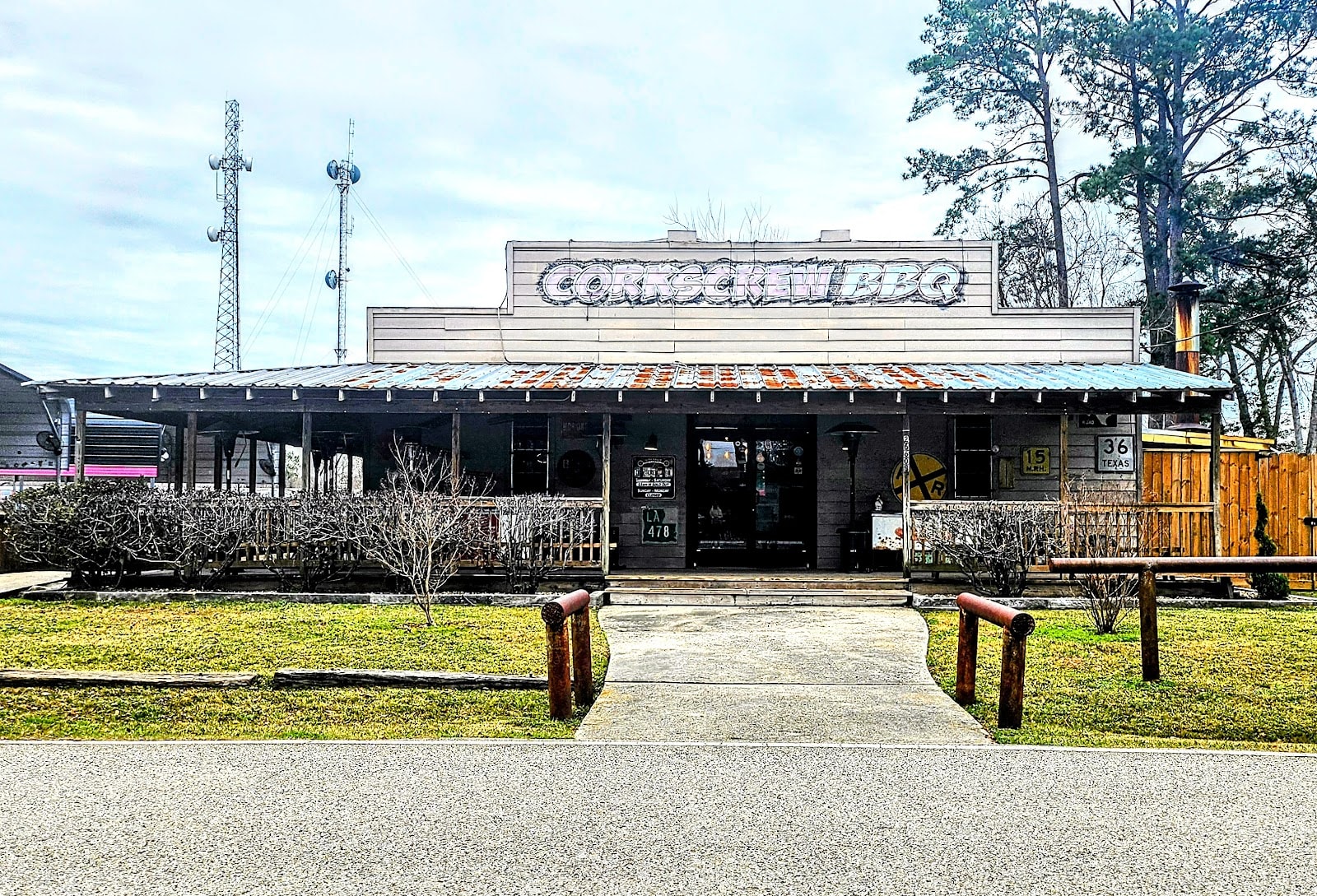 BBQ spread at CorkScrew BBQ, Old Town Spring TX