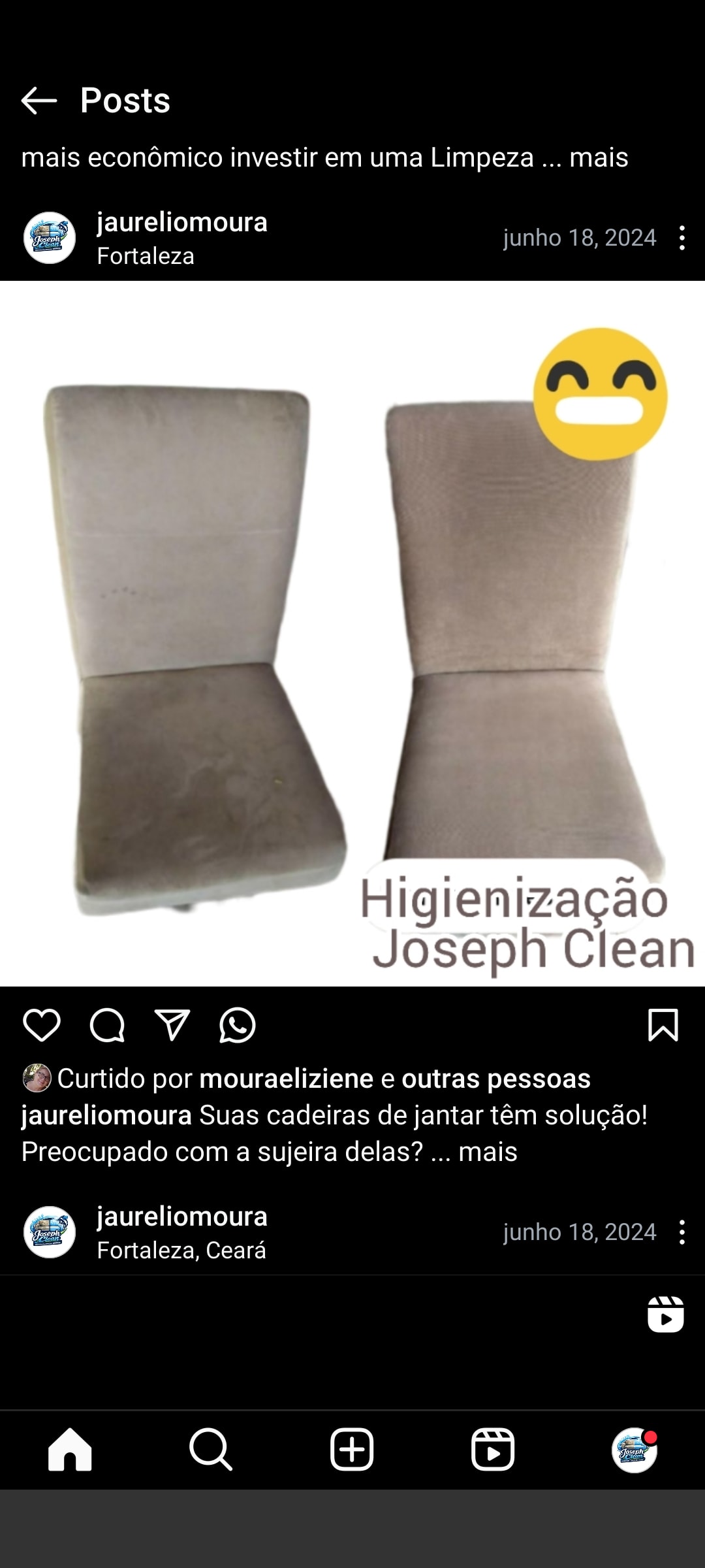 Limpeza profissional de cadeira pela Joseph Clean em Fortaleza