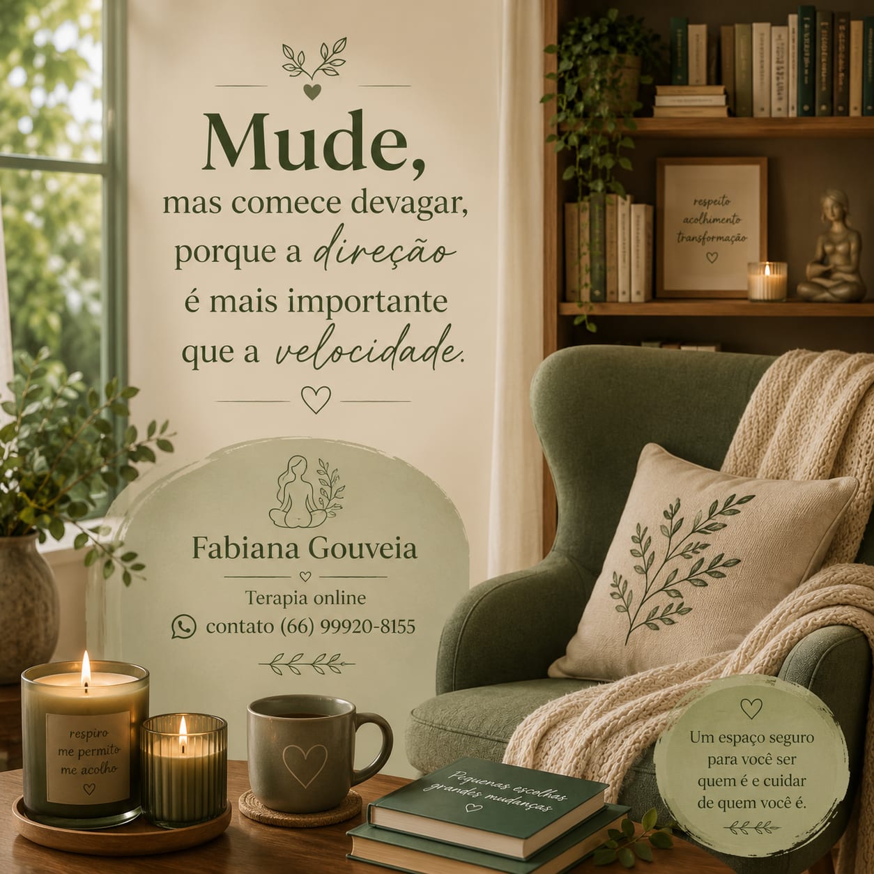 Ambiente do atendimento de Fabiana Gouveia, terapia emocional em Sinop (MT)