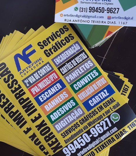 Impressão finalizada na Copiadora ArteFire, serviços gráficos em Belo Horizonte