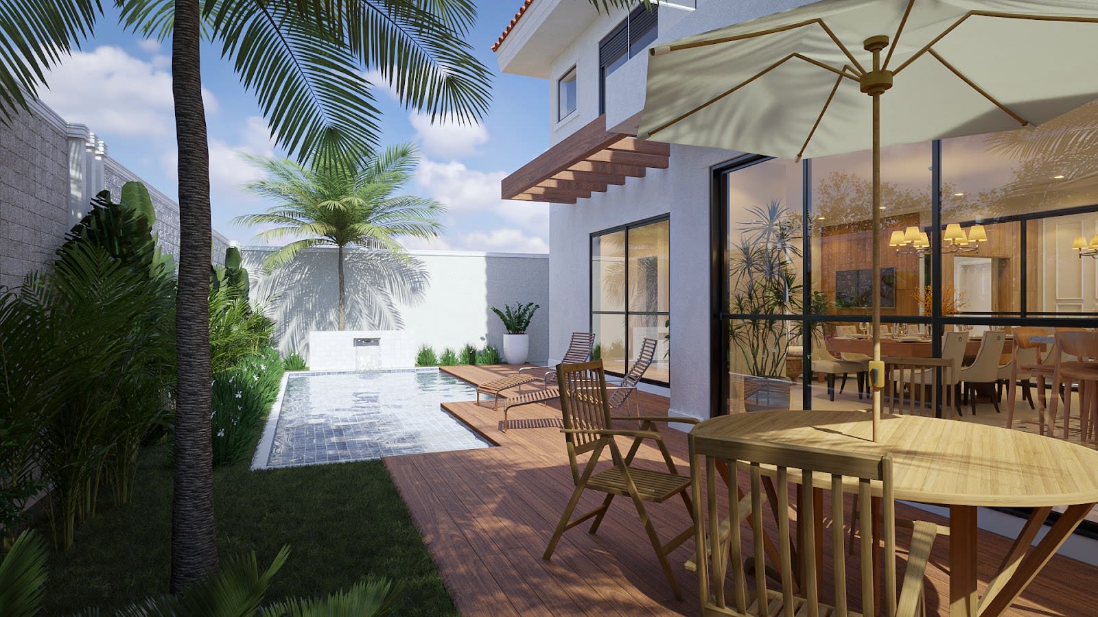 Ambiente projetado pela LUD Arquitetura com iluminação especial