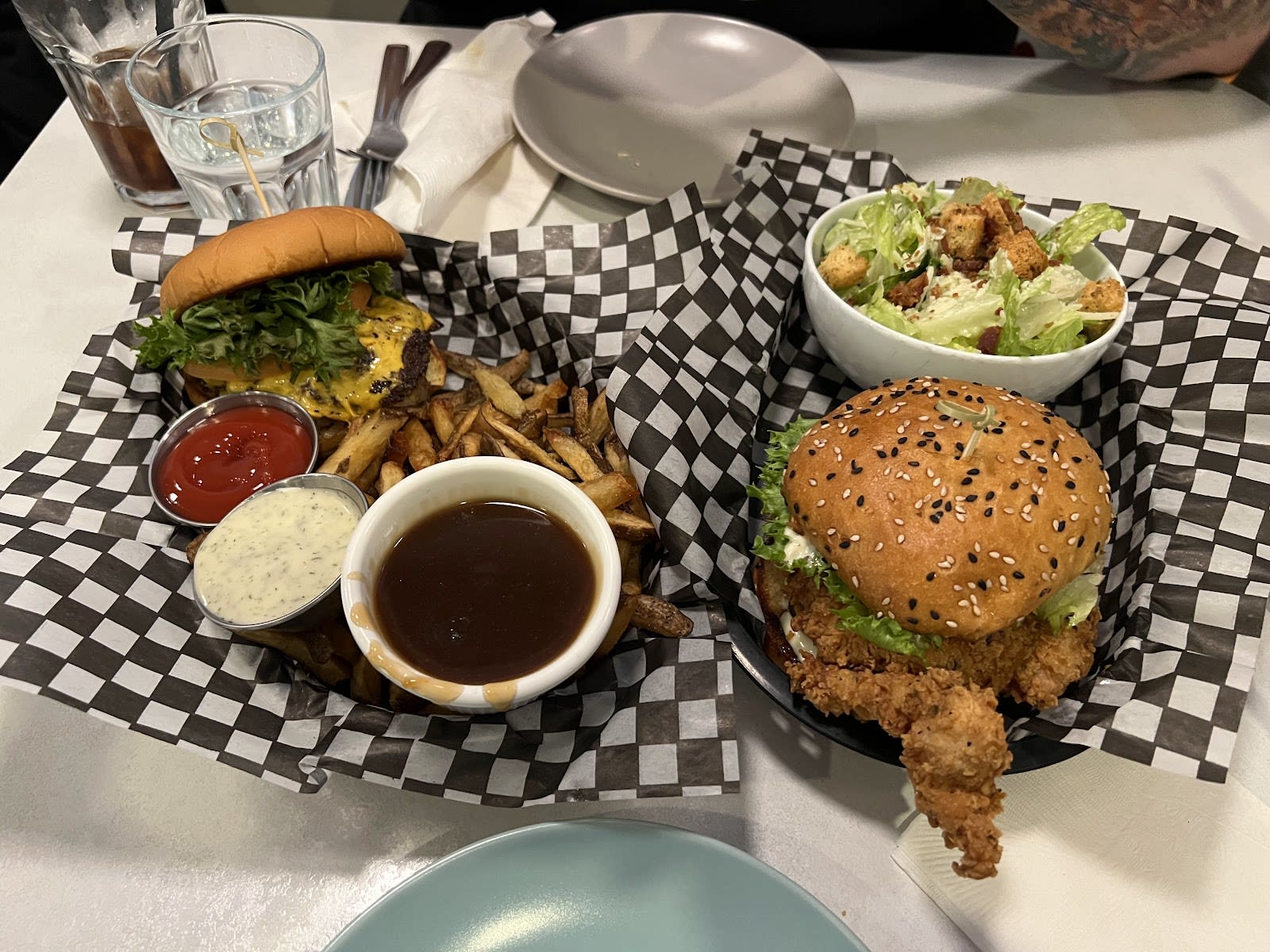 Burger and fries at Dave and LaVerne's Modern Diner, Winnipeg