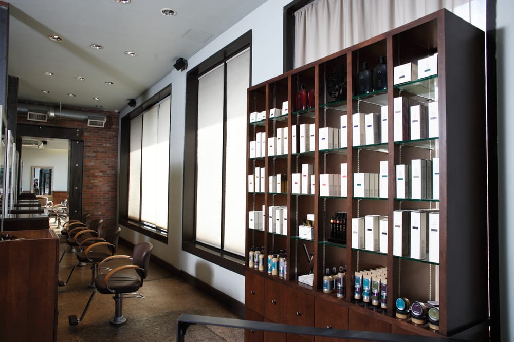 Finished hair styling at Osgood O'Neil Salon in Dallas, Texas
