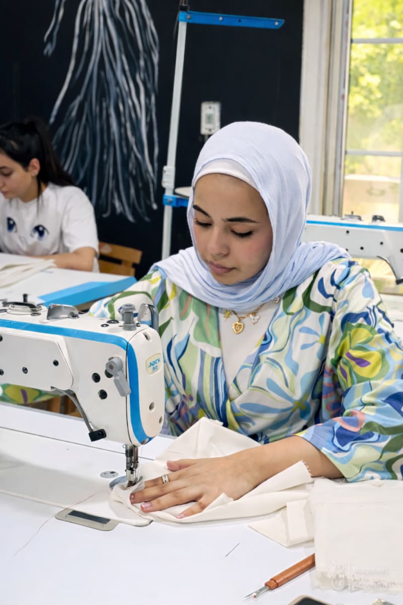 Industrial sewing machine training - Noqoush Academy Cairo workshop