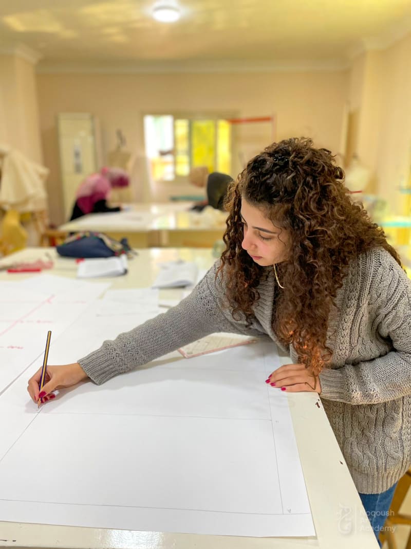 Beginner pattern drafting - Noqoush Academy Cairo fashion course
