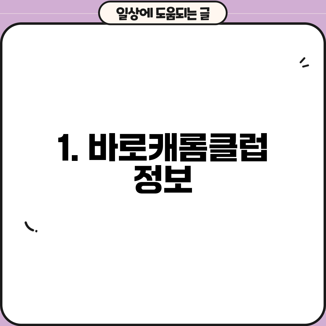 1. 바로캐롬클럽 정보