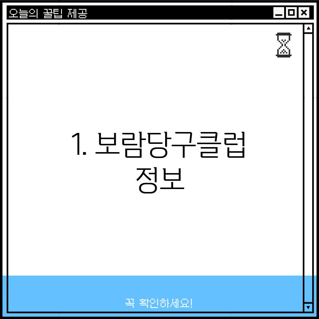 1. 보람당구클럽 정보