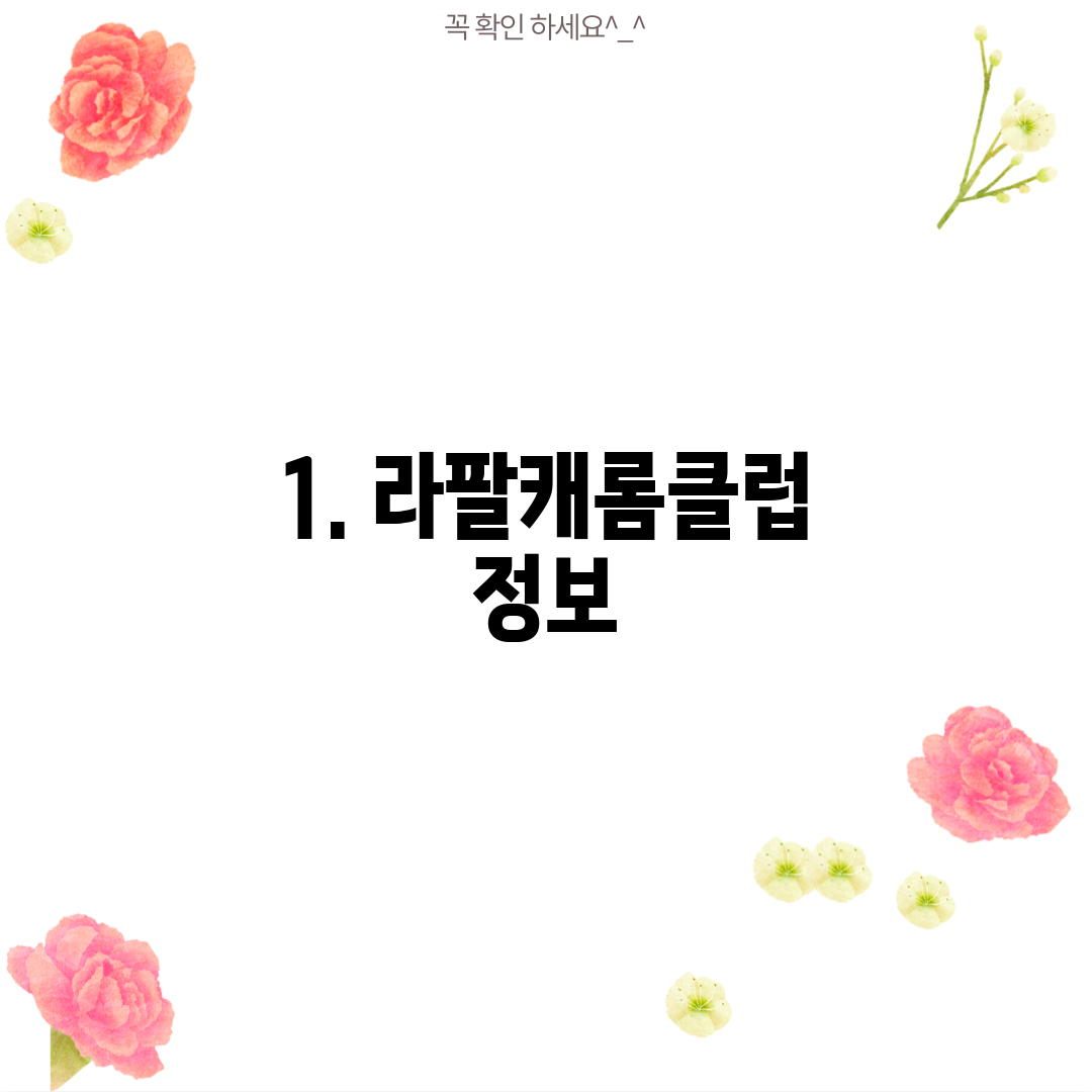 1. 라팔캐롬클럽 정보