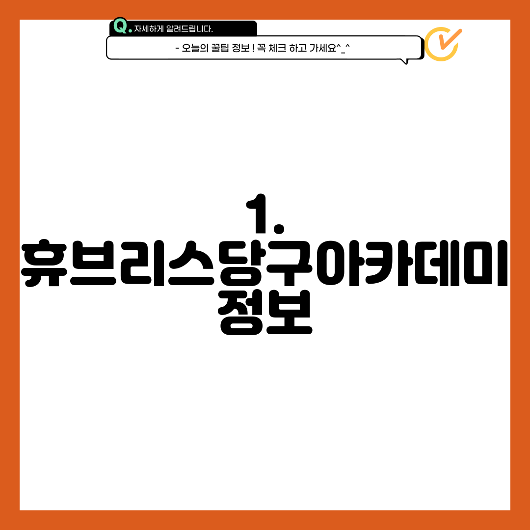 1. 휴브리스당구아카데미 정보