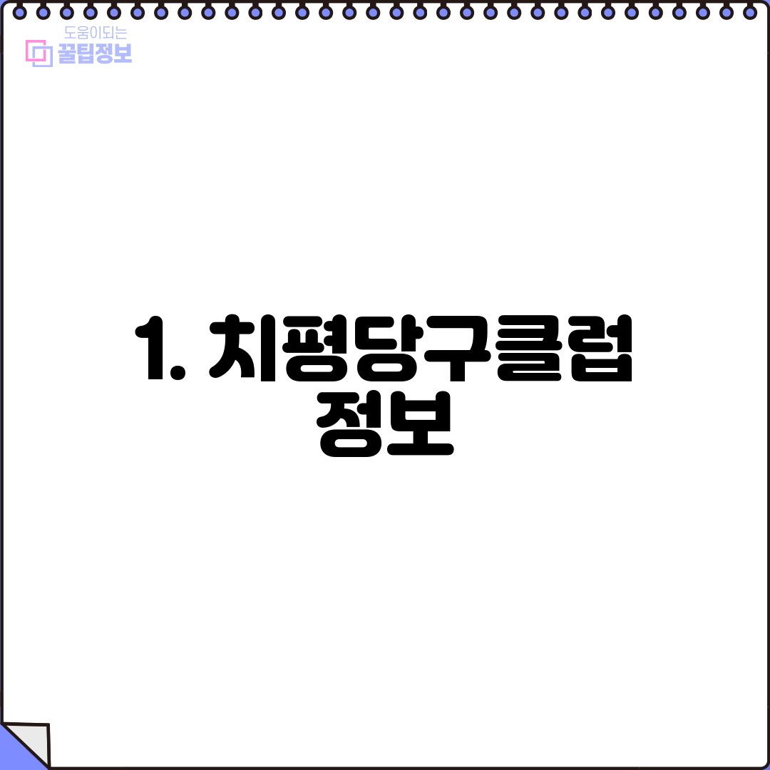 1. 치평당구클럽 정보