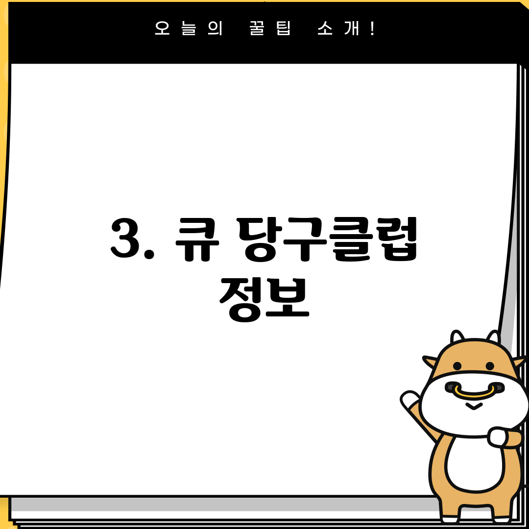 3. 큐 당구클럽 정보