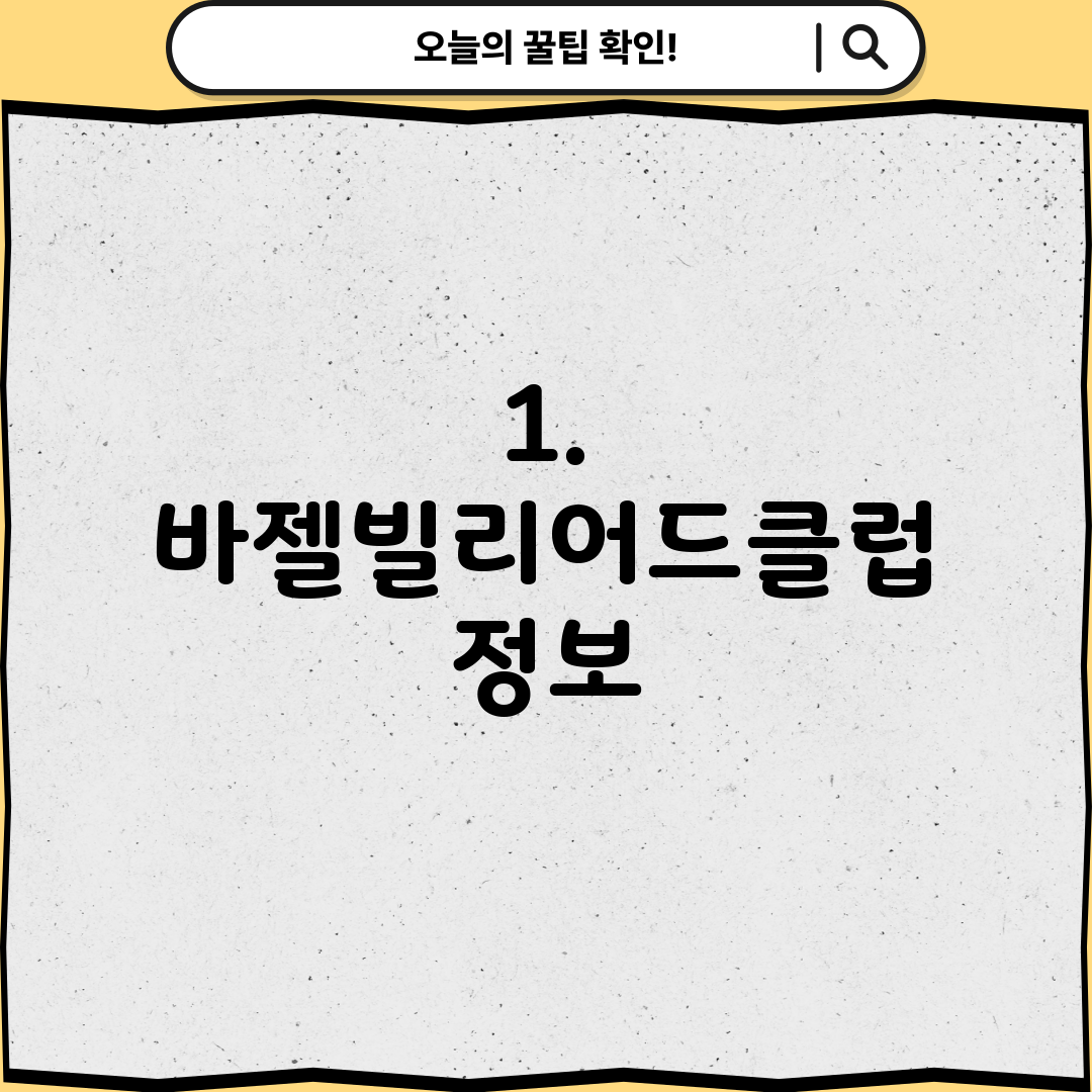 1. 바젤빌리어드클럽 정보