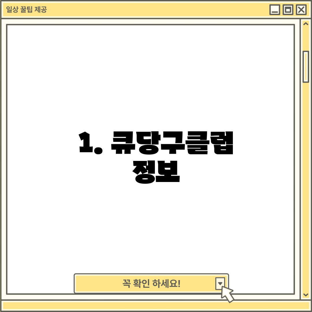 1. 큐당구클럽 정보
