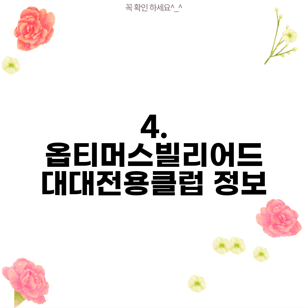 4. 옵티머스빌리어드 대대전용클럽 정보