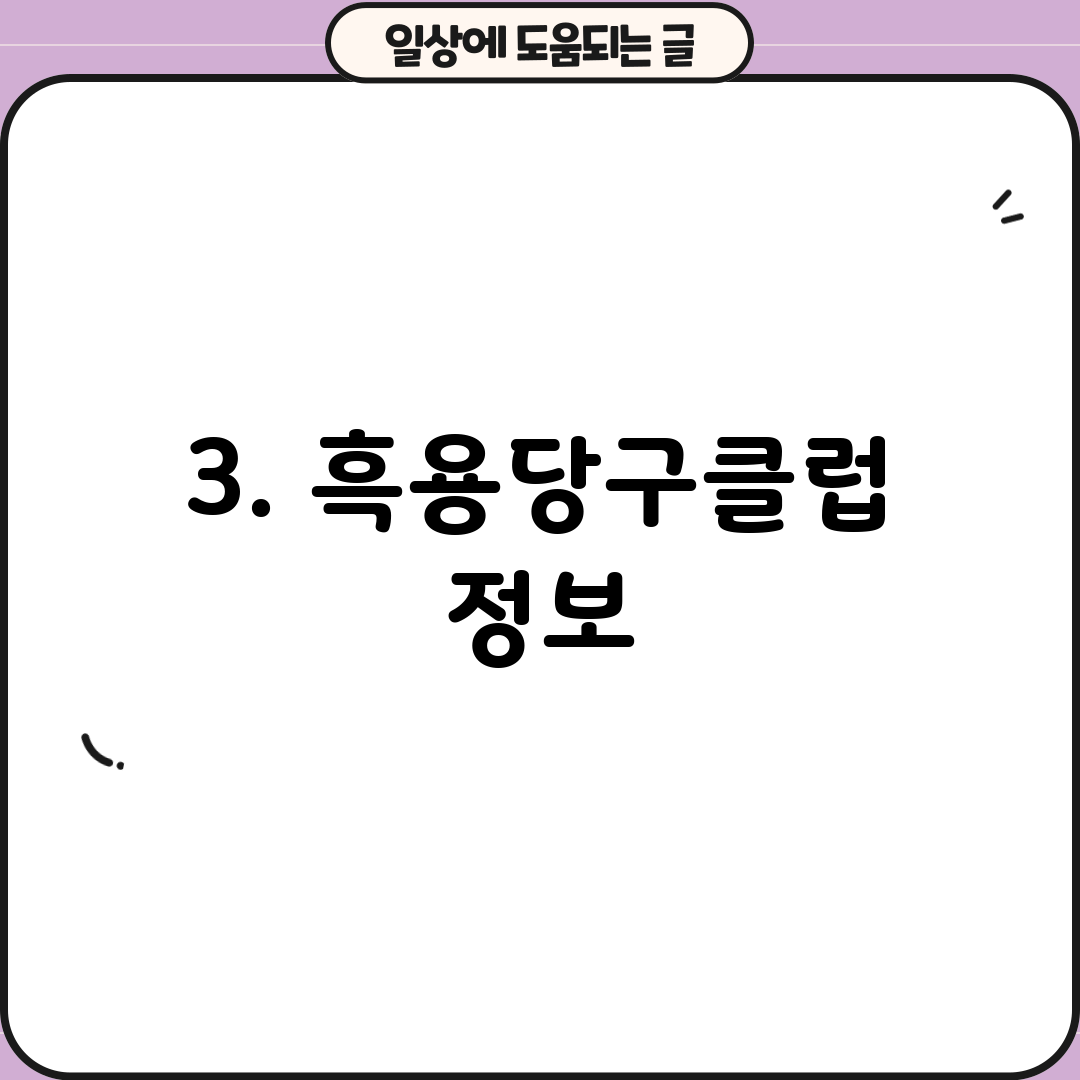 3. 흑용당구클럽 정보