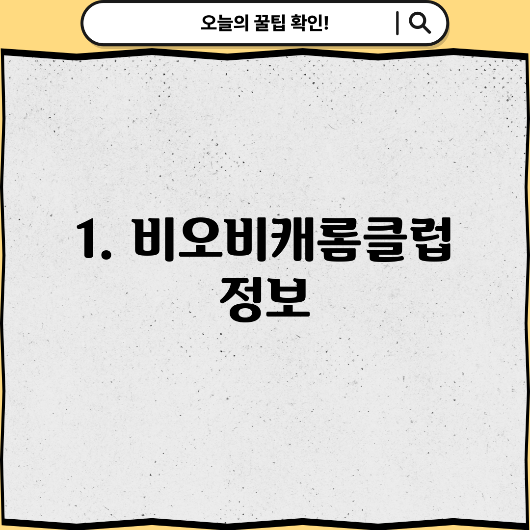 1. 비오비캐롬클럽 정보