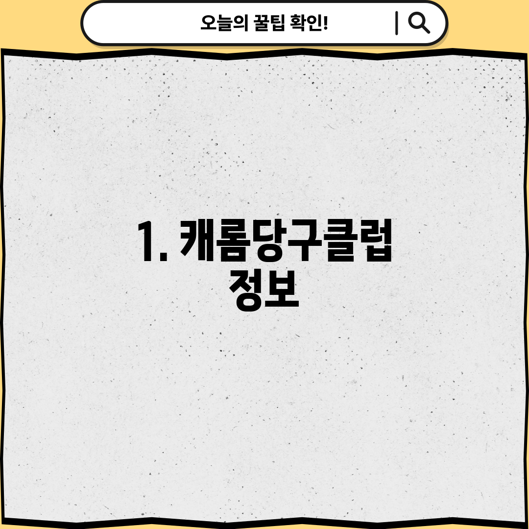 1. 캐롬당구클럽 정보