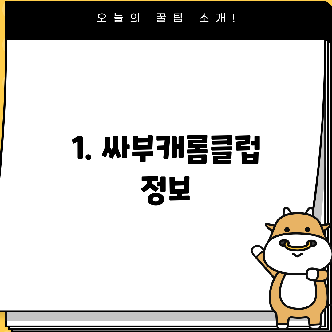1. 싸부캐롬클럽 정보