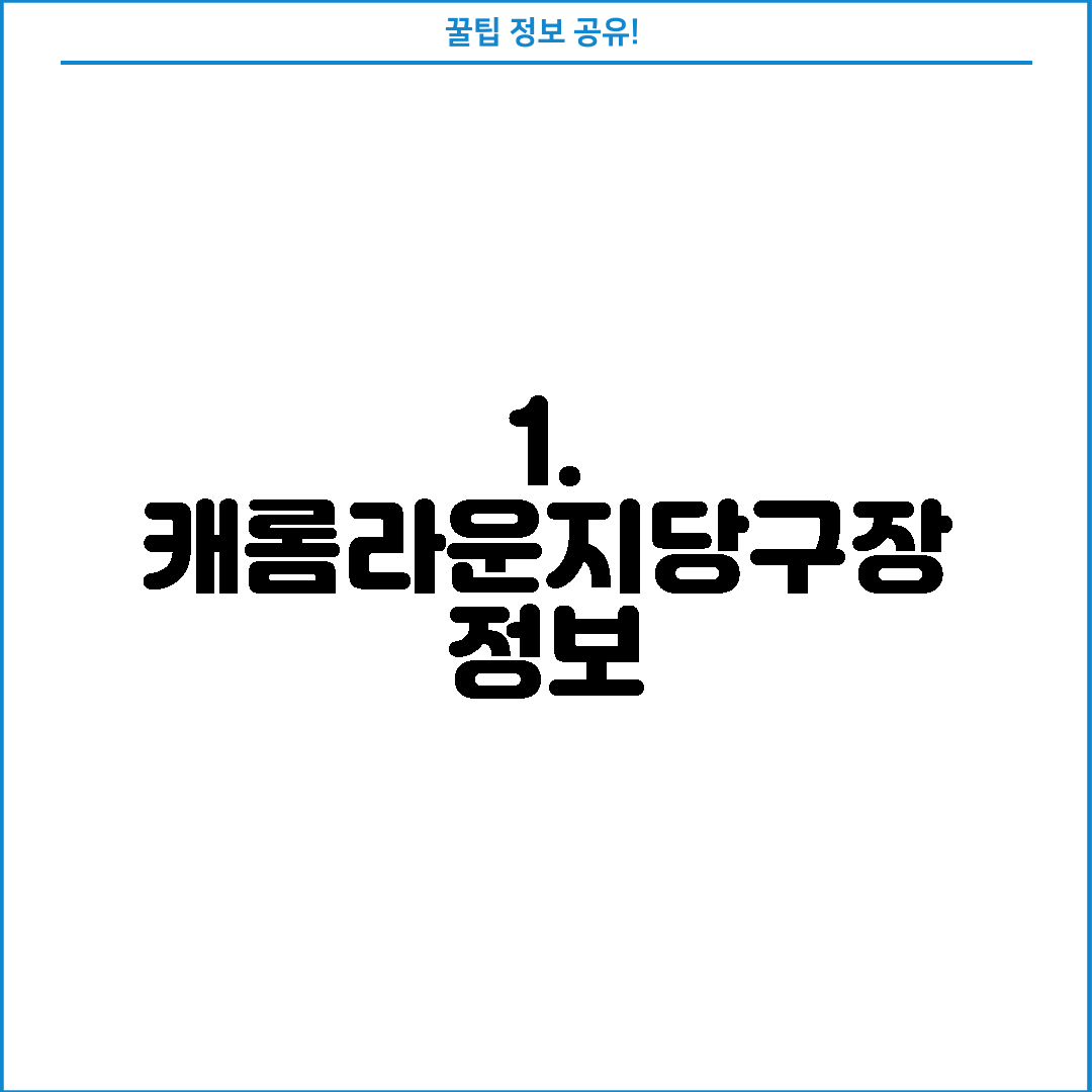 1. 캐롬라운지당구장 정보