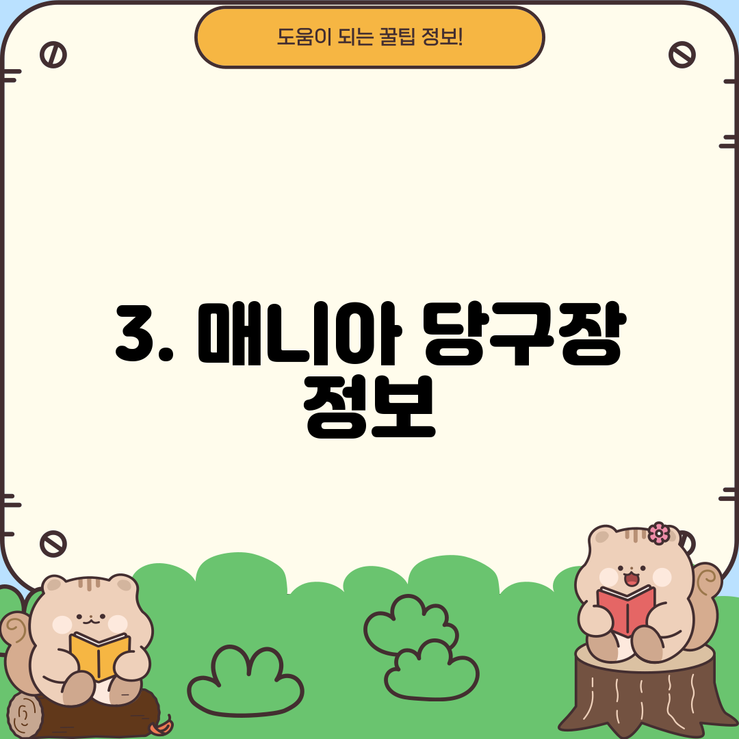 3. 매니아 당구장 정보
