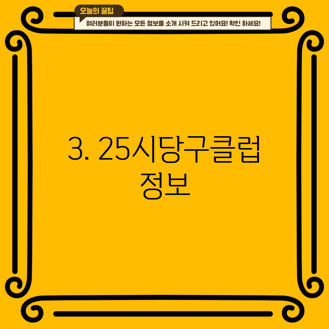 3. 25시당구클럽 정보