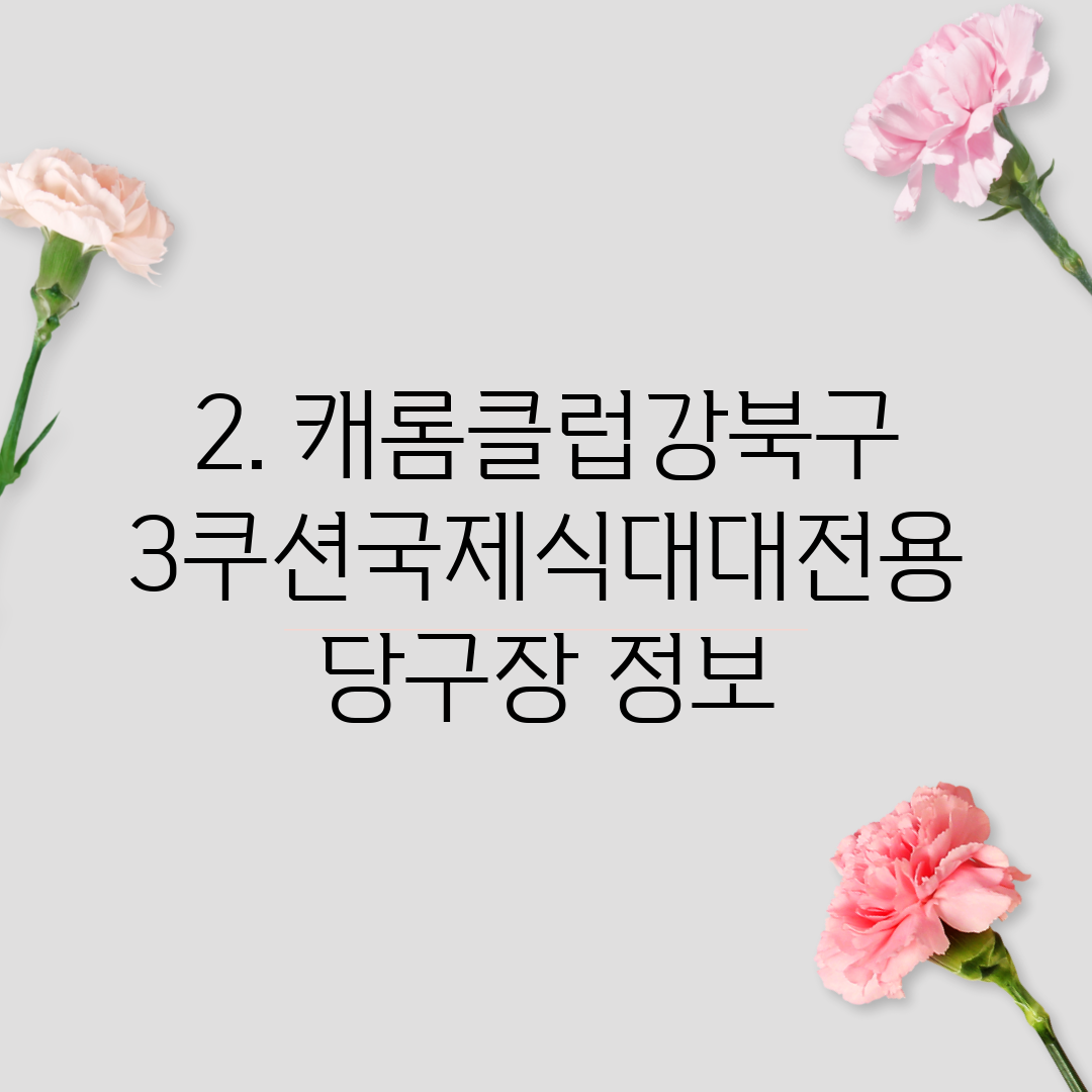 2. 캐롬클럽강북구3쿠션국제식대대전용당구장 정보