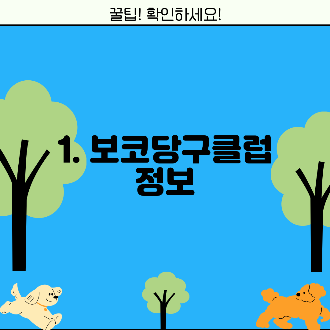 1. 보코당구클럽 정보
